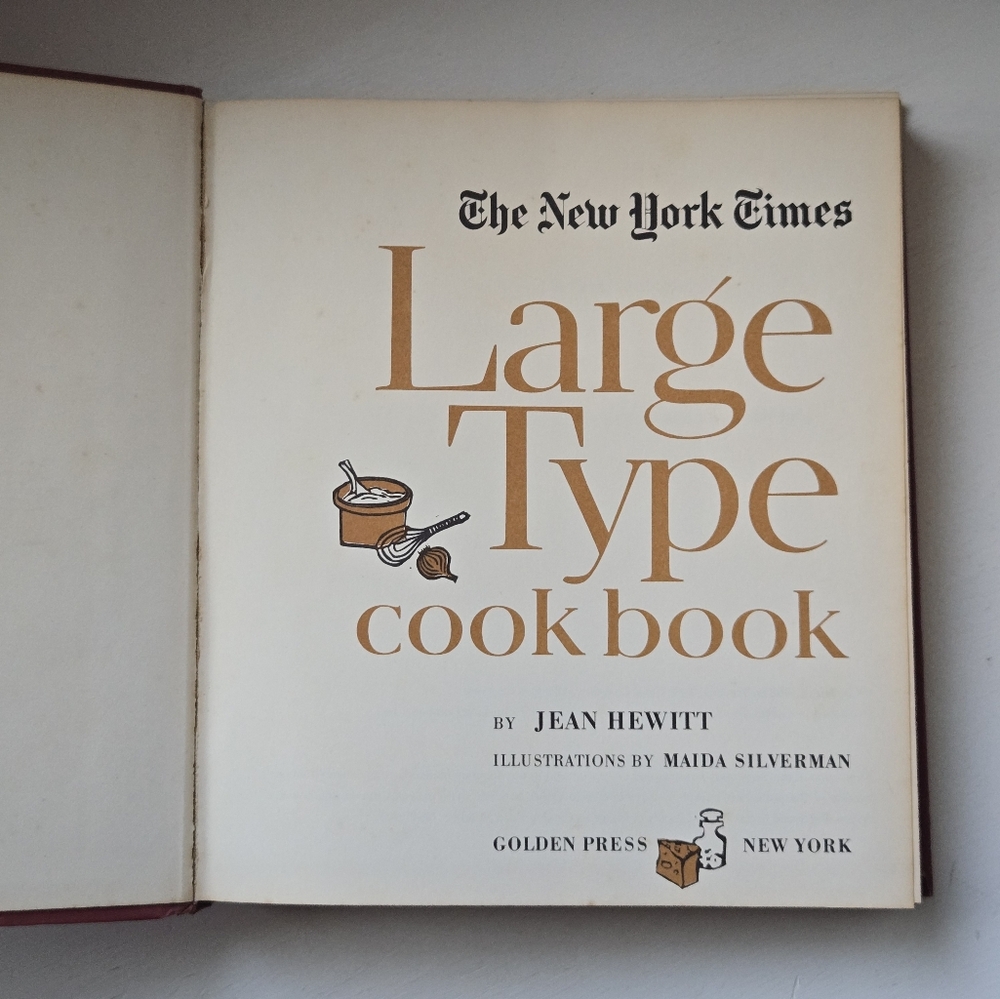 VTG 1968 The New York Times Large Type Cook Book Hardcover Golden Press NY